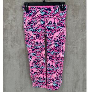 Lilly Pulitzer Pants Womens XS Luxletic Crop Pop Up‎ Lobstah Roll Navy Pink Gym